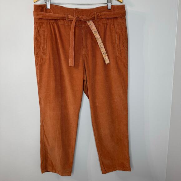 Sundance Emily Softest Corduroy Crop Pants Tie Coral Casual Relax Sz 16 - Picture 12 of 12